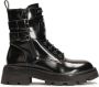 Kazar Leren laarzen voor vrouwen in militaire stijl Black Dames - Thumbnail 1