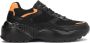 Kazar Zwart lederen avant-garde sneakers voor dames met oranje inzetstukken - Thumbnail 1