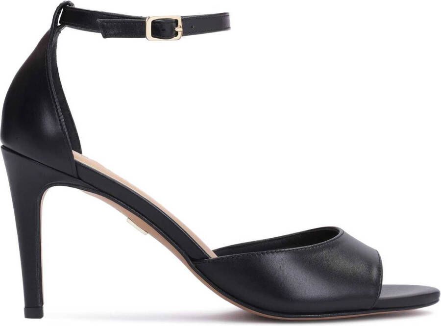 Kazar Zwart lederen sandalen op een slanke hak