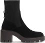 Kazar Zwarte Suède Booties met Sok Bovenkant Black Dames - Thumbnail 1