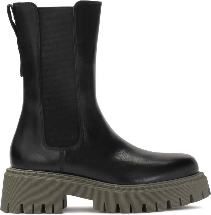 Kazar Zwarte chelsea boots met massief groene zoo