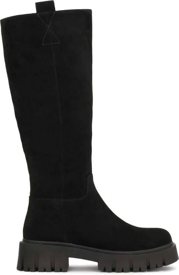 Kazar Zwarte lederen laarzen met gegroefde zool