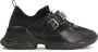 Kazar Zwarte leren sneakers met sok bovenkant en letterband Black Dames - Thumbnail 1
