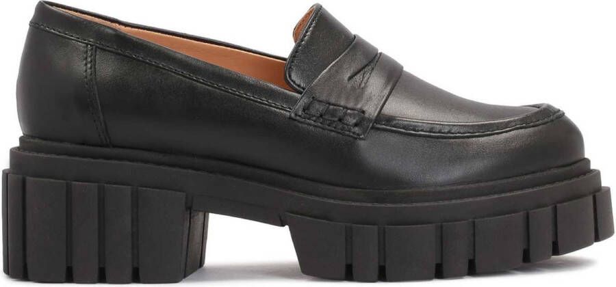 Kazar Zwarte leren dames halflaarzen op een dikke gegolfde zool - Foto 4