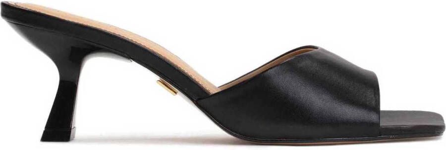 Kazar Zwarte leren muiltjes voor dames met een vierkante neus Black Dames