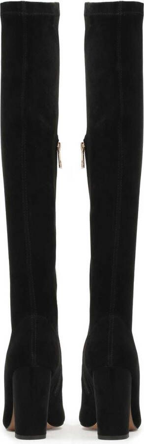 Kazar Zwarte musketierlaarzen met naaldhak van stof - Foto 4