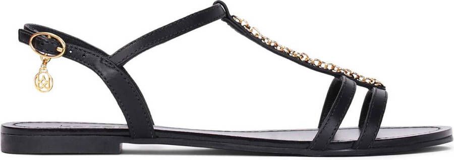 Kazar Zwarte sandalen met platte zool voor dame