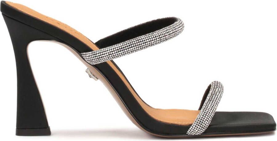 Kazar Zwarte Stof Glamour Hak Muiltjes Black Dames