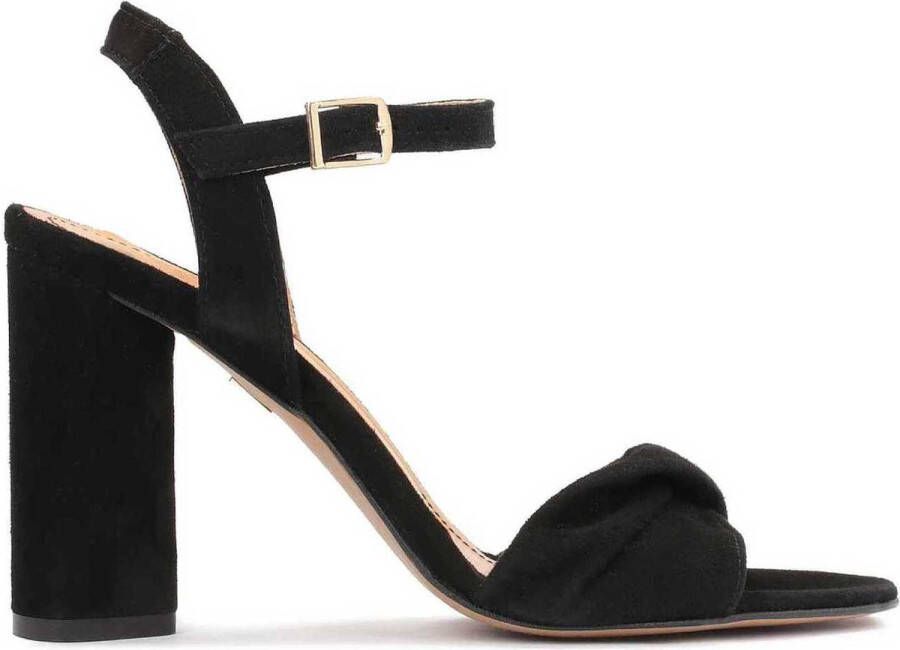 Kazar Zwarte Suède Brede Band Sandalen Black Dames