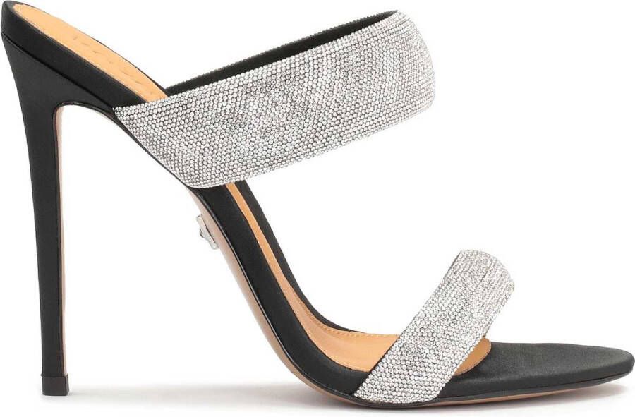 Kazar Zwarte textiel muiltjes met glanzende bandjes Multicolor Dames