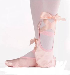 KD sports KDA Sports Balletschoenen met linten en splitzool Satijn Roze