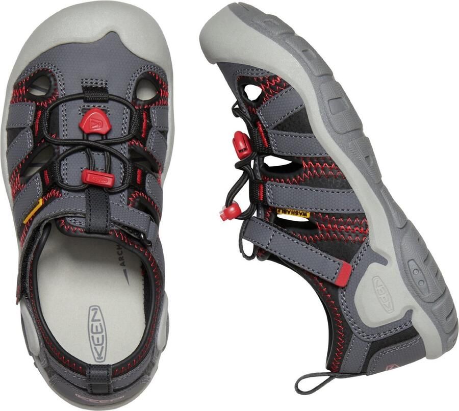 Keen Knotch Creek Older Kids' Sandalen Magnet Red Carpet Grijs Nylon K1026154 - Foto 5