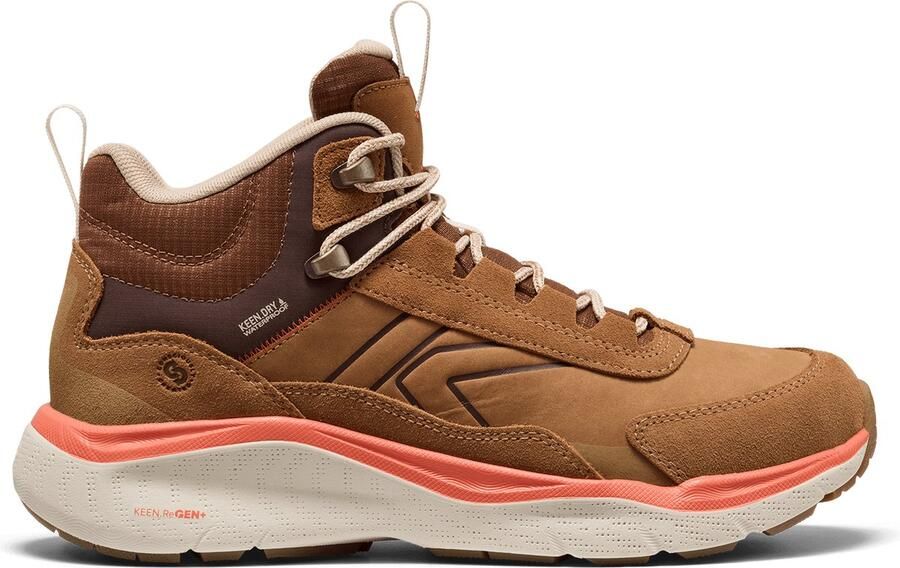 Keen Leiki Mid Leather Dames Wandelschoenen Chipmunk Birch