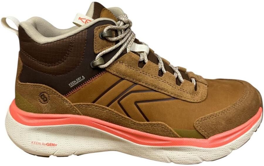 Keen Leiki Mid Leather Dames Wandelschoenen Leer Bruin Waterdicht
