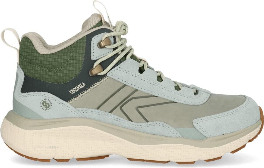 Keen Leiki Mid Leather Dames Wandelschoenen Iceberg Green Bronze Green