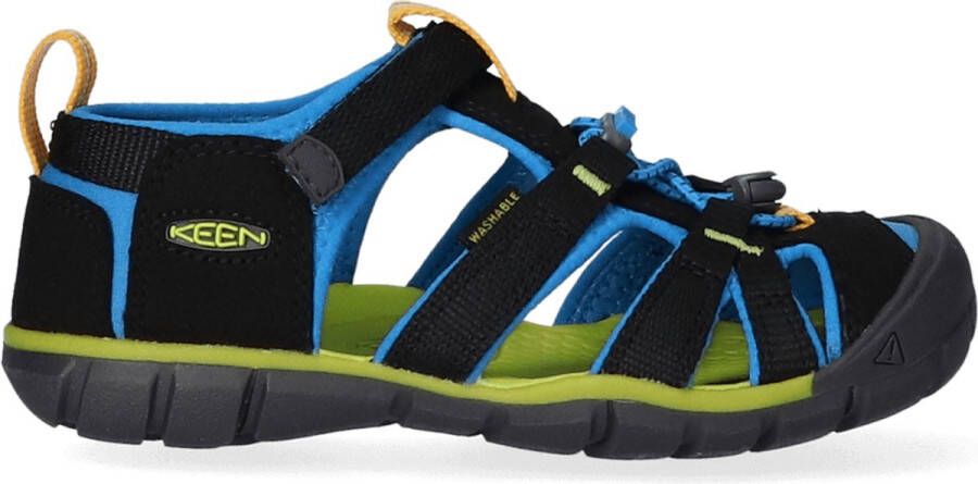 Keen Seacamp II Younger Kids Sandalen Black Brilliant Blue Zwart Polyester K1022969
