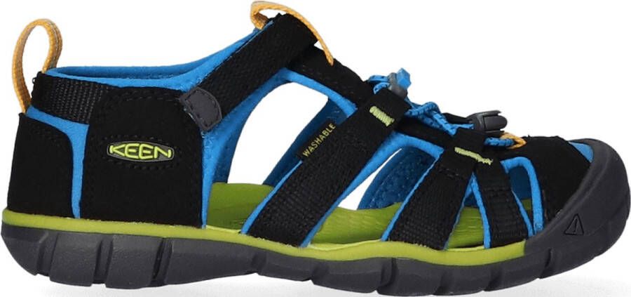 Keen Seacamp II Younger Kids Sandalen Black Brilliant Blue Zwart Polyester K1022969