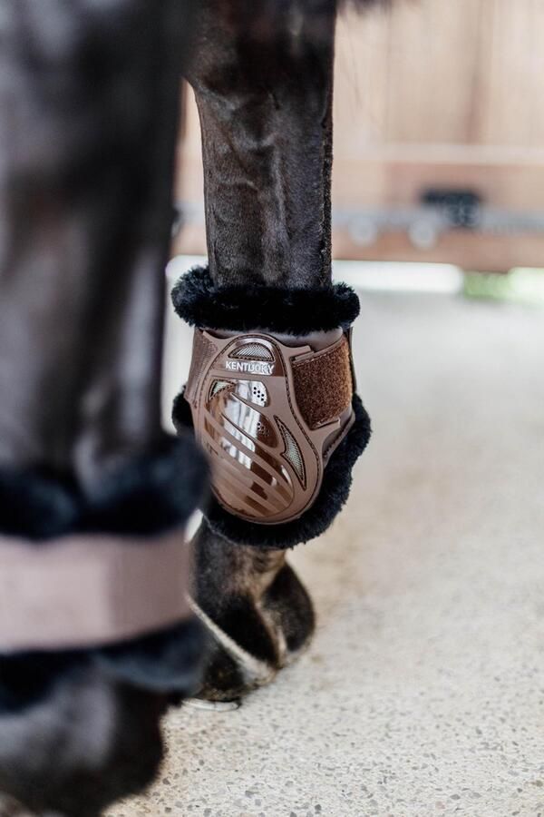 Kentucky Horsewear Vegan Sheepskin young horse fetlock boots bruin wol zwart