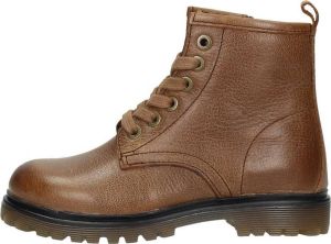 KEQ Jongens veterschoenen Hoog cognac