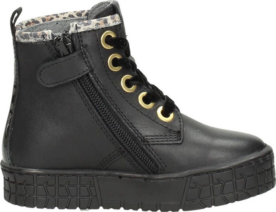 KEQ Meisjes veterschoenen Veterschoen hoog Zwart