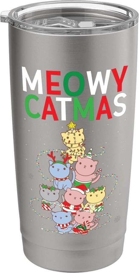 Kerstboom voor katten kerstman dubbelwandige thermobeker