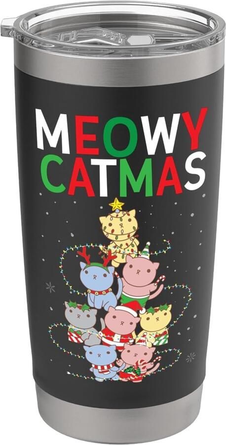 Kerstboom voor katten kerstman dubbelwandige thermosbeker