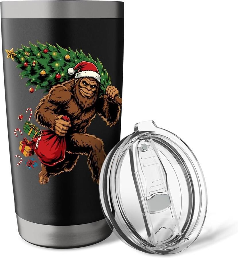 Kerstboomverlichting met Bigfoot-design dubbelwandige thermobeker
