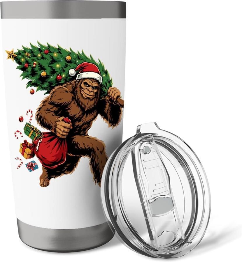 Kerstboomverlichting met Bigfoot-figuur dubbelwandige thermobeker