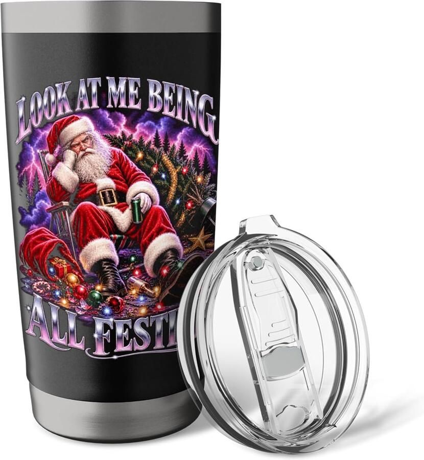 Kerstman grappig bootleg-meme dubbelwandige thermosbeker