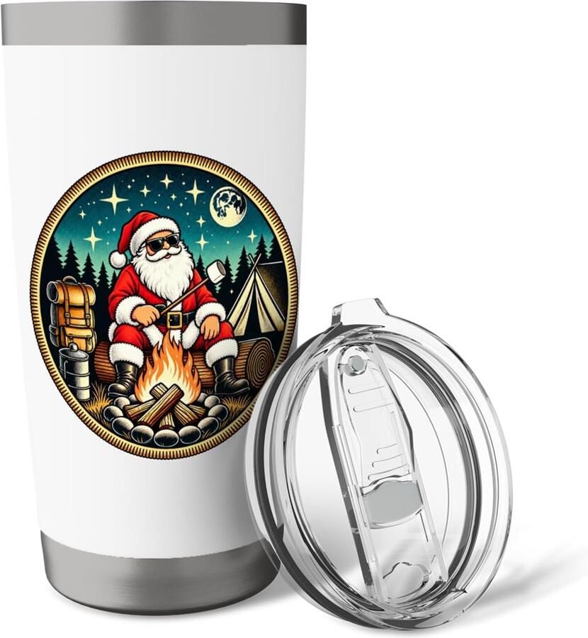 Kerstman kampvuur thermobeker