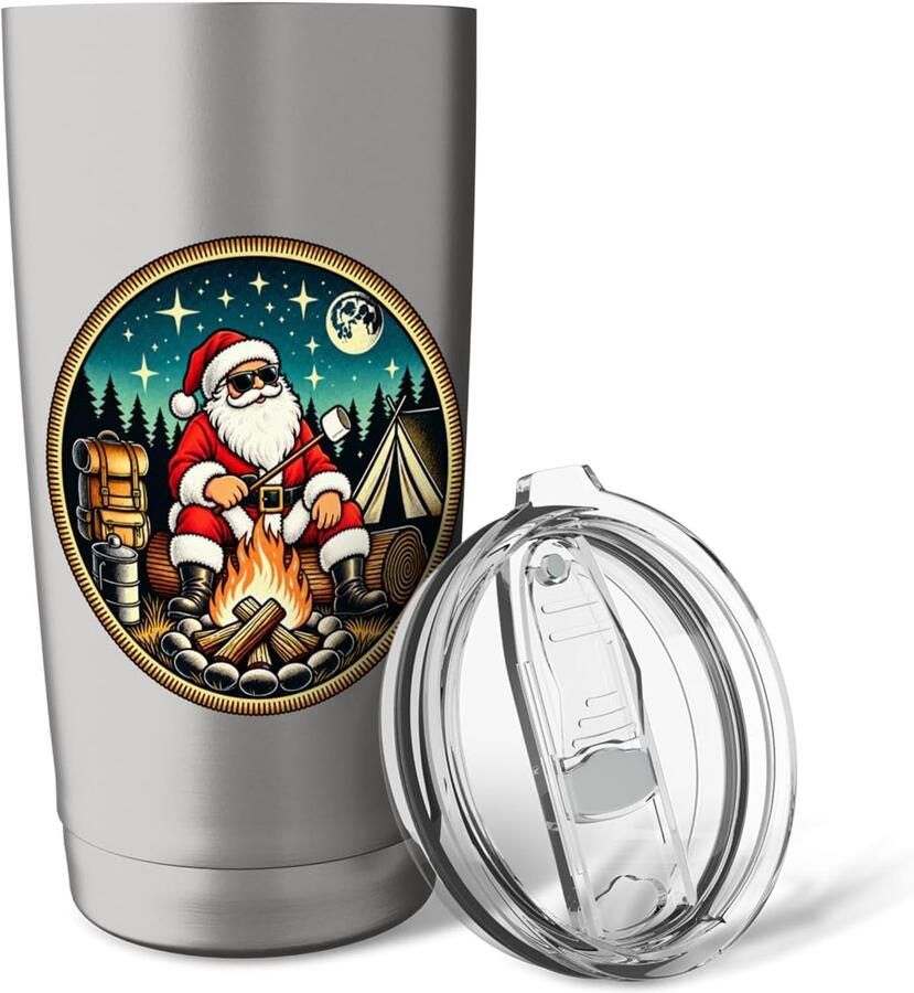 Kerstman kampvuur thermobeker