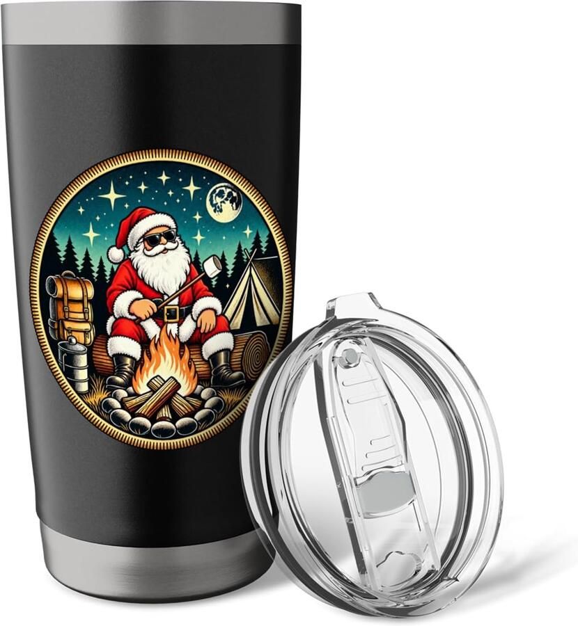 Kerstman kampvuur thermobeker