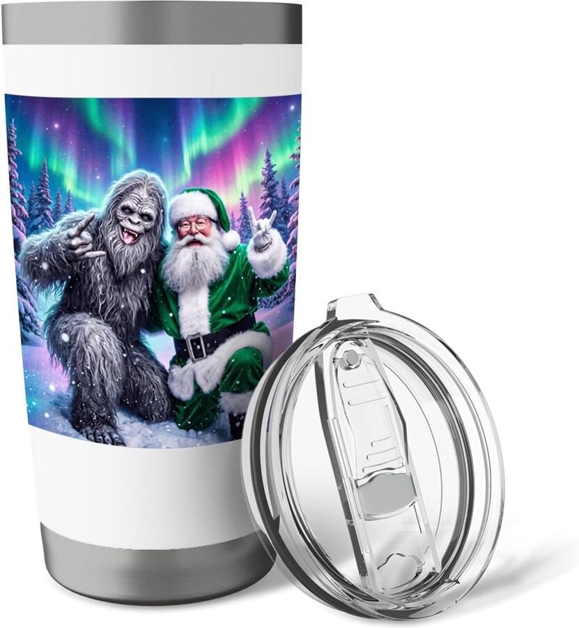 Kerstverlichting met Bigfoot grappige thermobeker