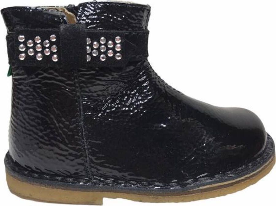 Kickers effen strikje kort laarsje light lak zwart