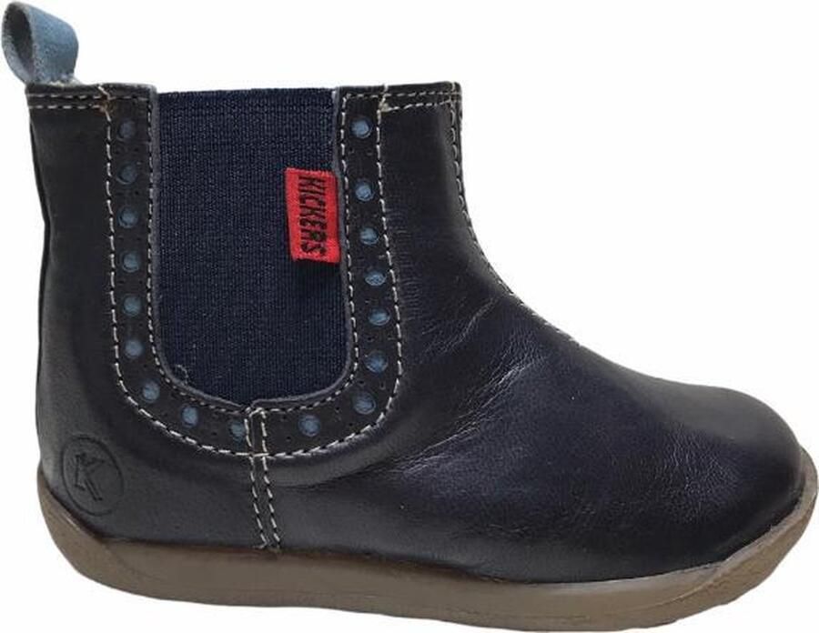 Kickers elastiek rits kort laarsje Kwame navy blauw
