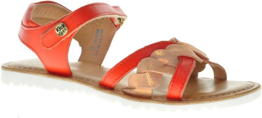 Kickers Lederen Geklede Meisjessandaal Oranje Roos