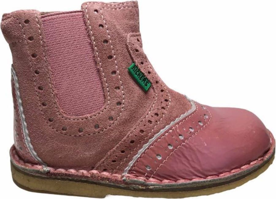 Kickers oxford elastiek rits kort laarsje Luke roze