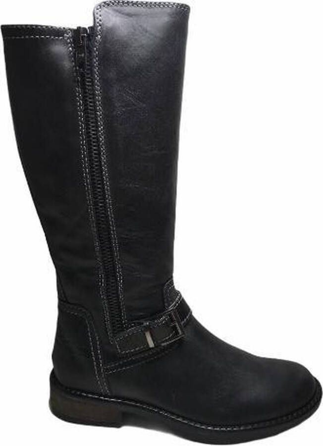 Kickers sierrits lange lederen laarzen Wisal zwart