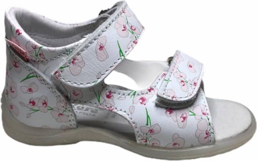 Kickers velcro meisje sandaal jul wit roze