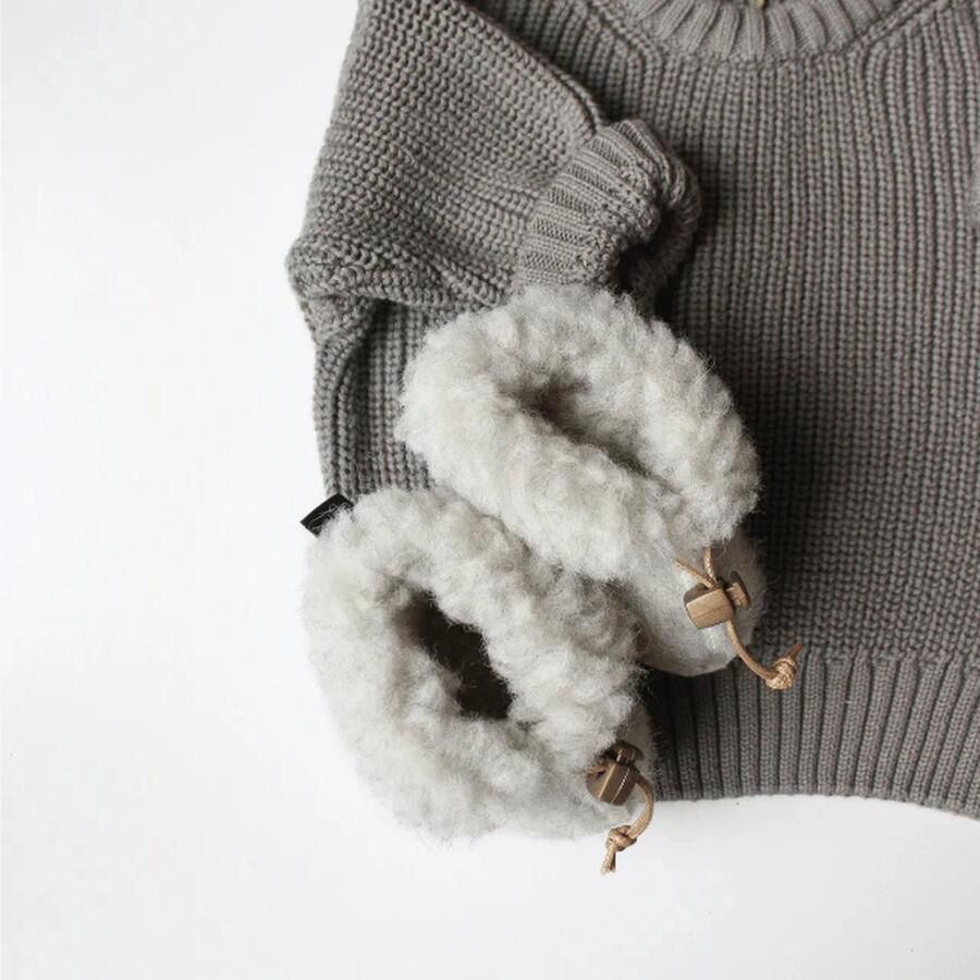 KiCo Label 100% wollen baby slofjes Grijs