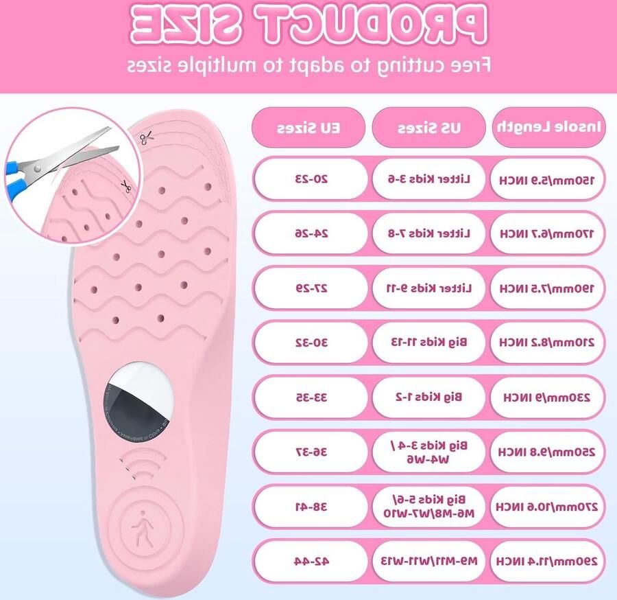 Kinderschoenen met Verstevigde Inlegzolen Schokbestendig en Krassenbestendig Cartoonpatroon Geschikt voor AirTag Roze (135 tot)