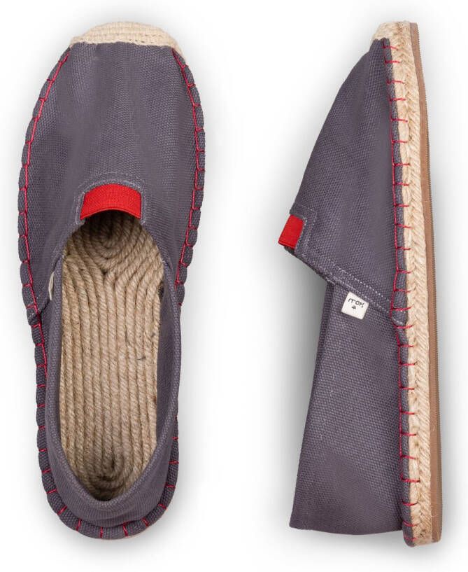 Kingdom of Wow Espadrilles Heren Urban Storm Grijs Rood Vegan Handgemaakt