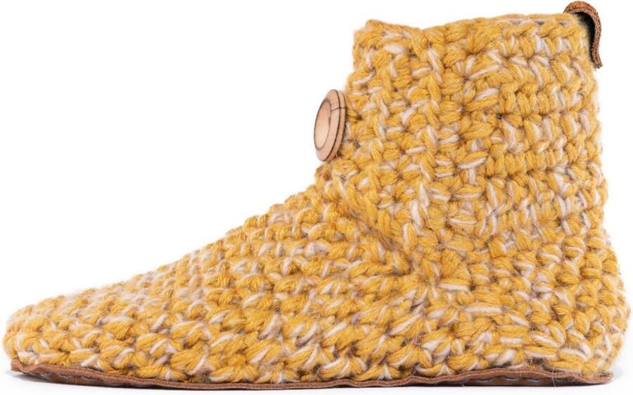 Kingdom of Wow Wollen Pantoffels Unisex Hoge Sloffen Extra Warm & Comfortabel Handgemaakt Oker Geel