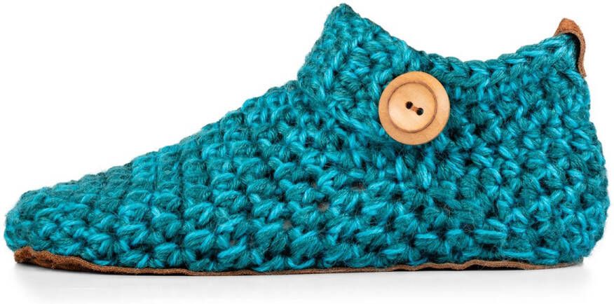 Kingdom of Wow Sloffen Enkelhoog Unisex Wol Barefoot Glacier Teal Handgemaakt