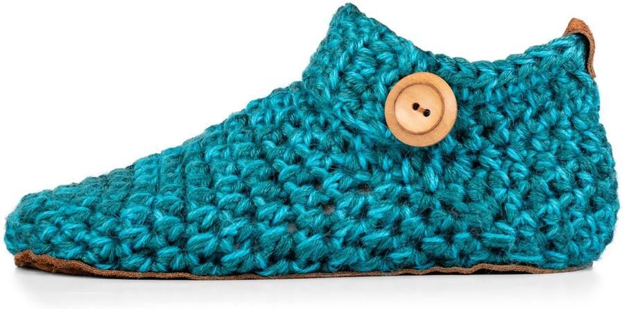 Kingdom of Wow Sloffen Enkelhoog Unisex Wol Barefoot Glacier Teal Handgemaakt