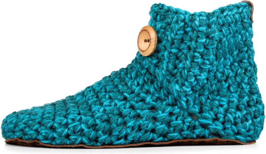 Kingdom of Wow Sloffen Hoog Unisex Wol Barefoot Glacier Teal Handgemaakt