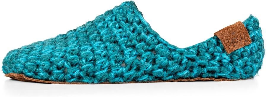 Kingdom of Wow Sloffen Laag Unisex Wol Barefoot Glacier Teal Handgemaakt
