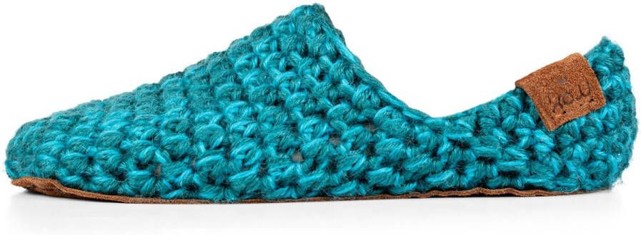 Kingdom of Wow Sloffen Laag Unisex Wol Barefoot Glacier Teal Handgemaakt