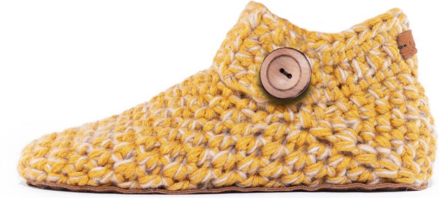 Kingdom of Wow Sloffen Enkelhoog Unisex Wol Butterscotch Handgemaakt