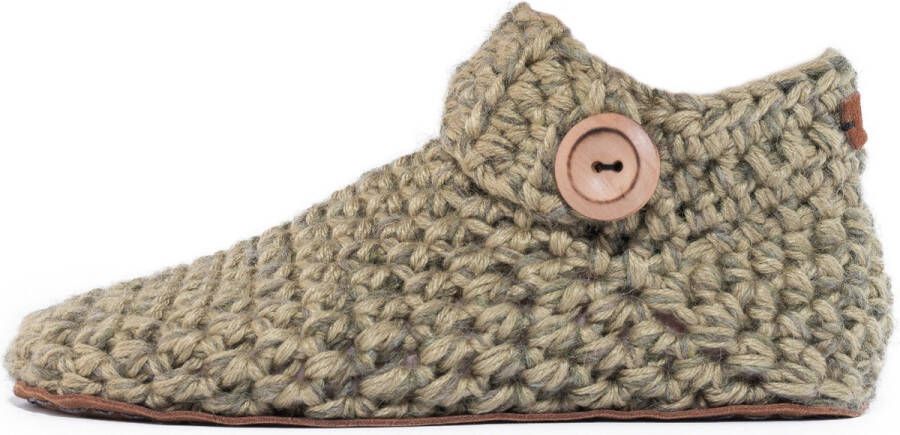 Kingdom of Wow Sloffen Enkelhoog Unisex Wol Winter Moss Handgemaakt